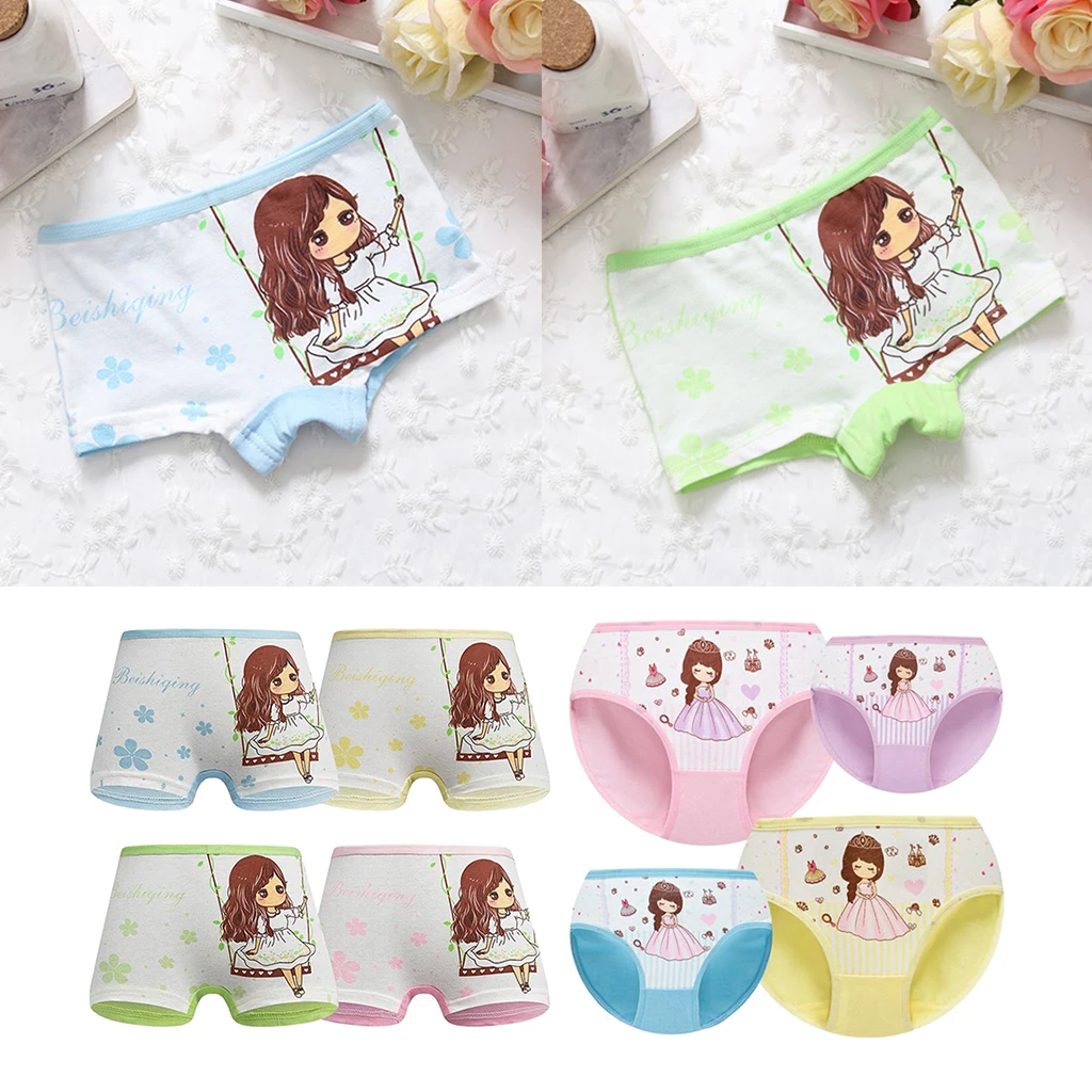 Cute Baby Kids Cartoon Ballet Printed 100% Cotton Panties Briefs Underwear
