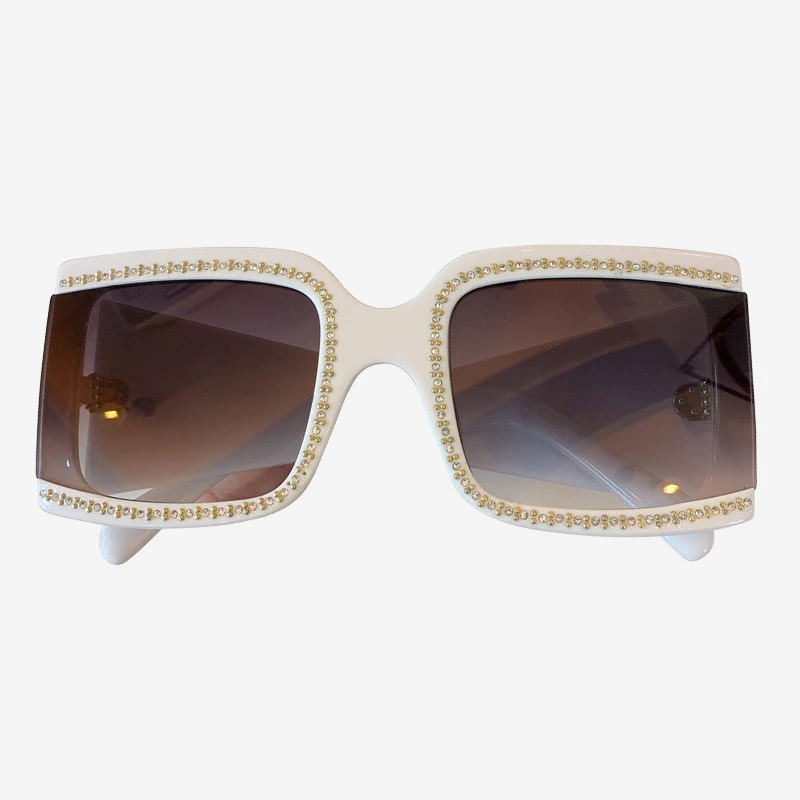 2019 модные негабаритные Квадратные Солнцезащитные очки для женщин мужские бриллиантовые рамки винтажные шикарные женские солнечные очки