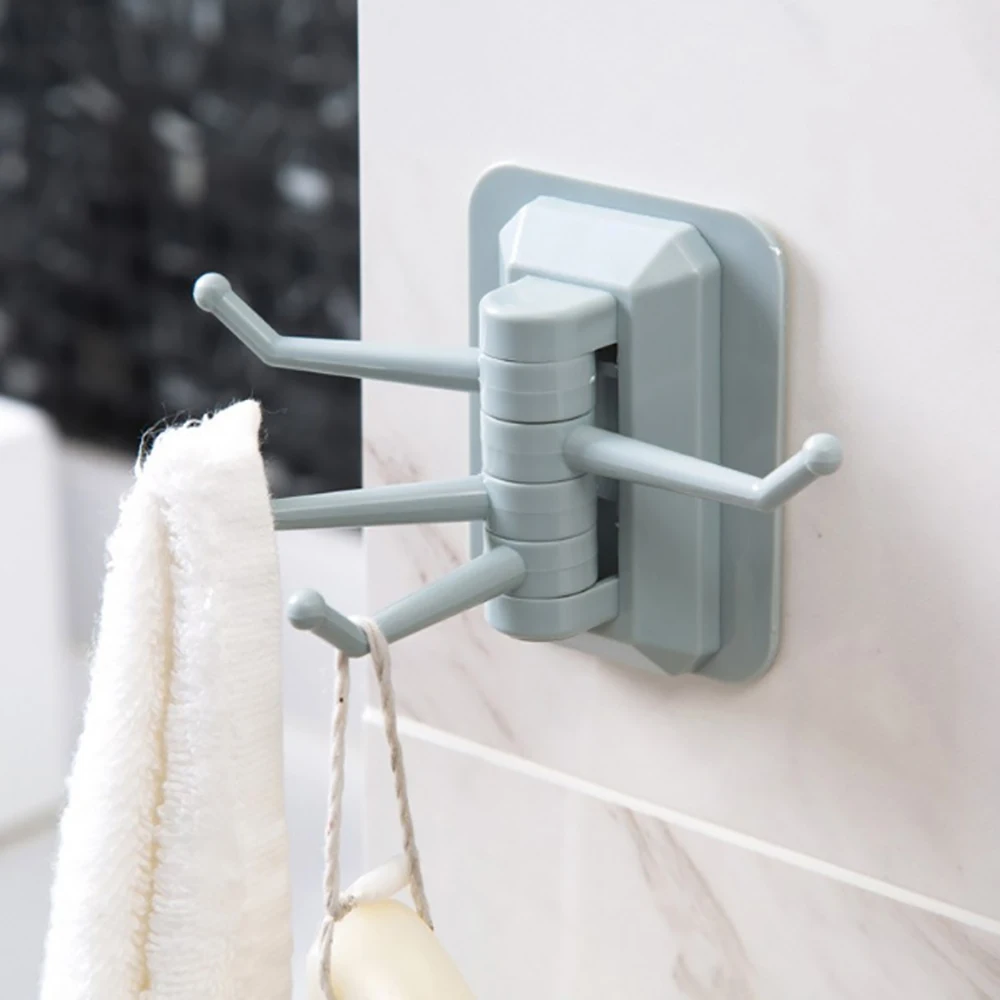 

4 In 1 Load Bearing 2KG Seamless Adhesive Hook Wall Hooks Hanger For Kitchen Bathroom Rotatable Strong Stick Wall Hanger