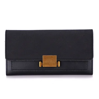 

women purse wallet retro scrub long purses lock button card holder PU fashion metal fold high capacity Comfortable wallets