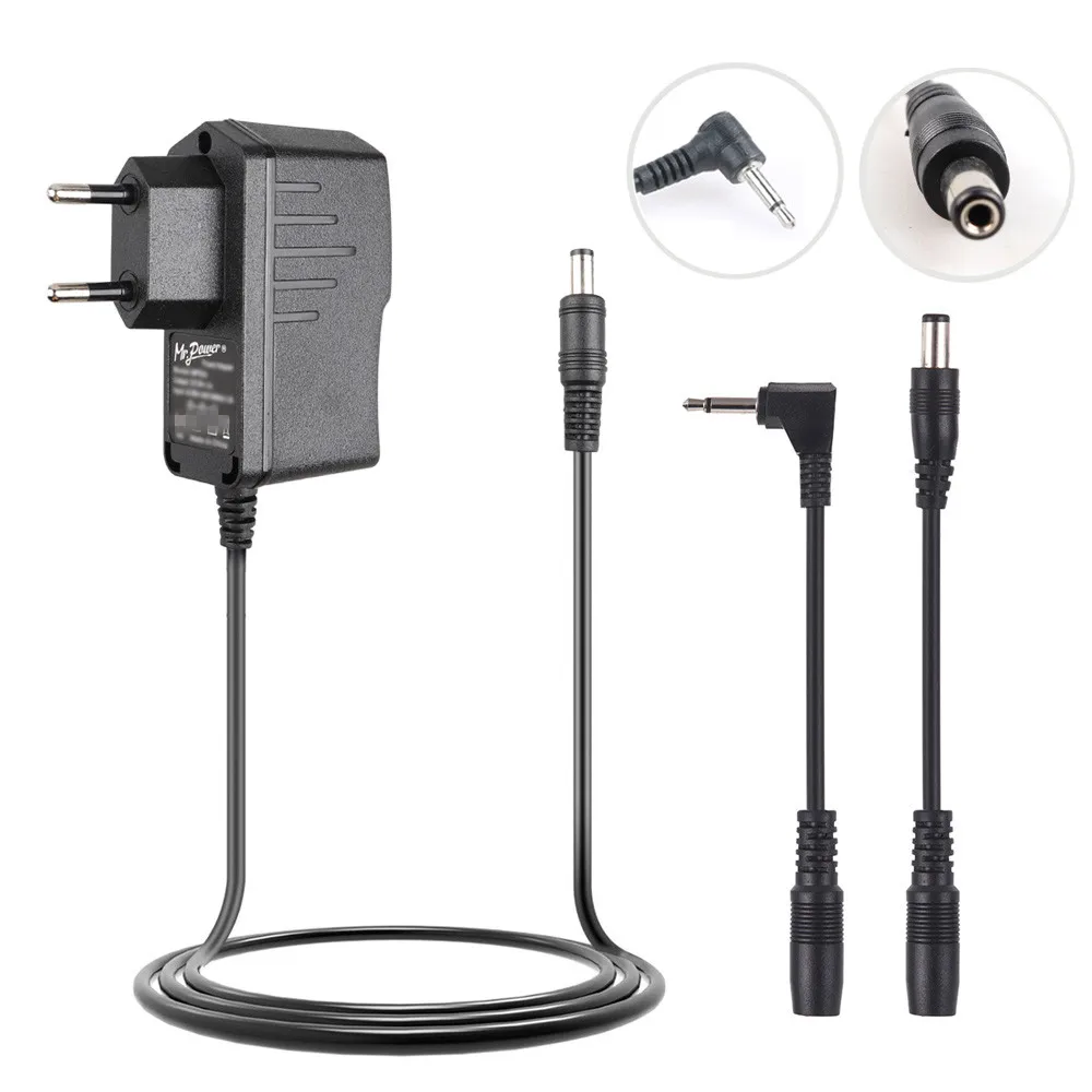 

Блок питания с европейской вилкой, 9 В, педаль для электрогитары, адаптер с обратной полярностью и кабелем преобразователя с положительным н...