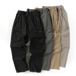 Men's Pants Large Size Big Plus Casual Men Elastic Waist Multi Pocket Long Baggy Loose Straight Cargo Jogger Trousers Male 6XL