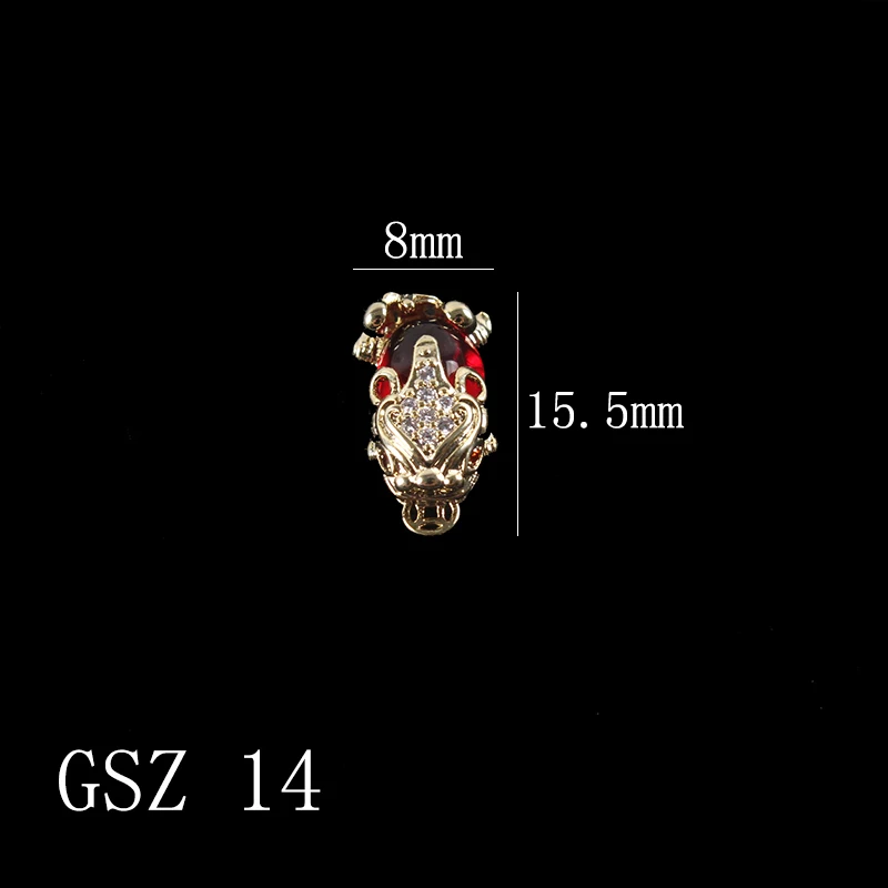 GSZ 14 2pcs Дизайн в китайском стиле, 3D хрустальные стразы, Золотая рыбка, Милая мышка, слитки, сплав, украшение для ногтей, украшения для ногтей, аксессуары - Цвет: GSZ 14 2pcs