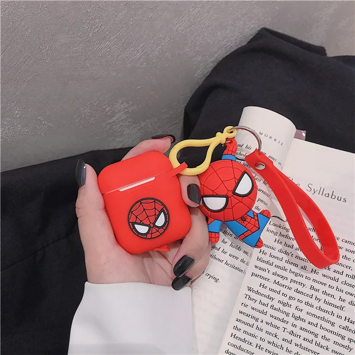 Мягкие силиконовые bluetooth наушники чехол для Airpods аксессуары защитный чехол милый мультфильм Человек-паук Железный человек противоударные чехлы - Цвет: 06