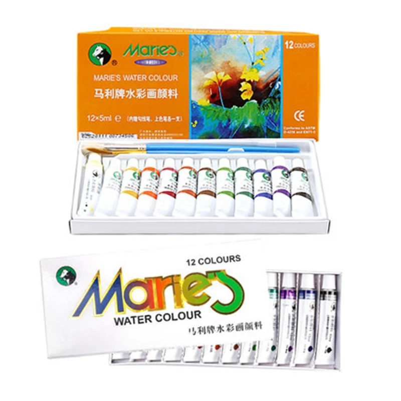 Marie's Watercolor Paint Set 12/18/24/36 Colors 5ml/12ml Tube Water Color Pigment Transparent Fine Water Solubility For Beginner - Water Color - AliExpress