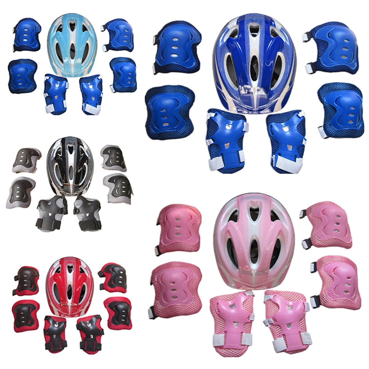 Kids Boy Girl Safety Helmet Knee Elbow Pad Sets Children Cycling Skate Bicycle Helmet Protection Safety Guard 7Pcs/set kids safety gear set