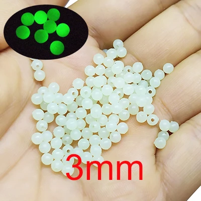 Glow 3mm 100 шт./упак. мягкий резиновый рыболовный круглые бусины Пластик Rig бусины 3 мм-12 мм для рыбалки на карпа, Шестерни аксессуар - Цвет: Glow 3mm