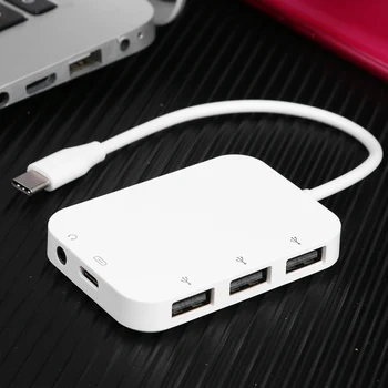

Audio Output Expander Plug And Play High Speed USB Hub Universal Type C Portable Converter For Laptop Computer 5 In 1 Adapter