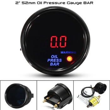 

2inch 52mm 0-10 Bar Oil Pressure Gauge Digital LED Display Black Face Car Meter with Sensor