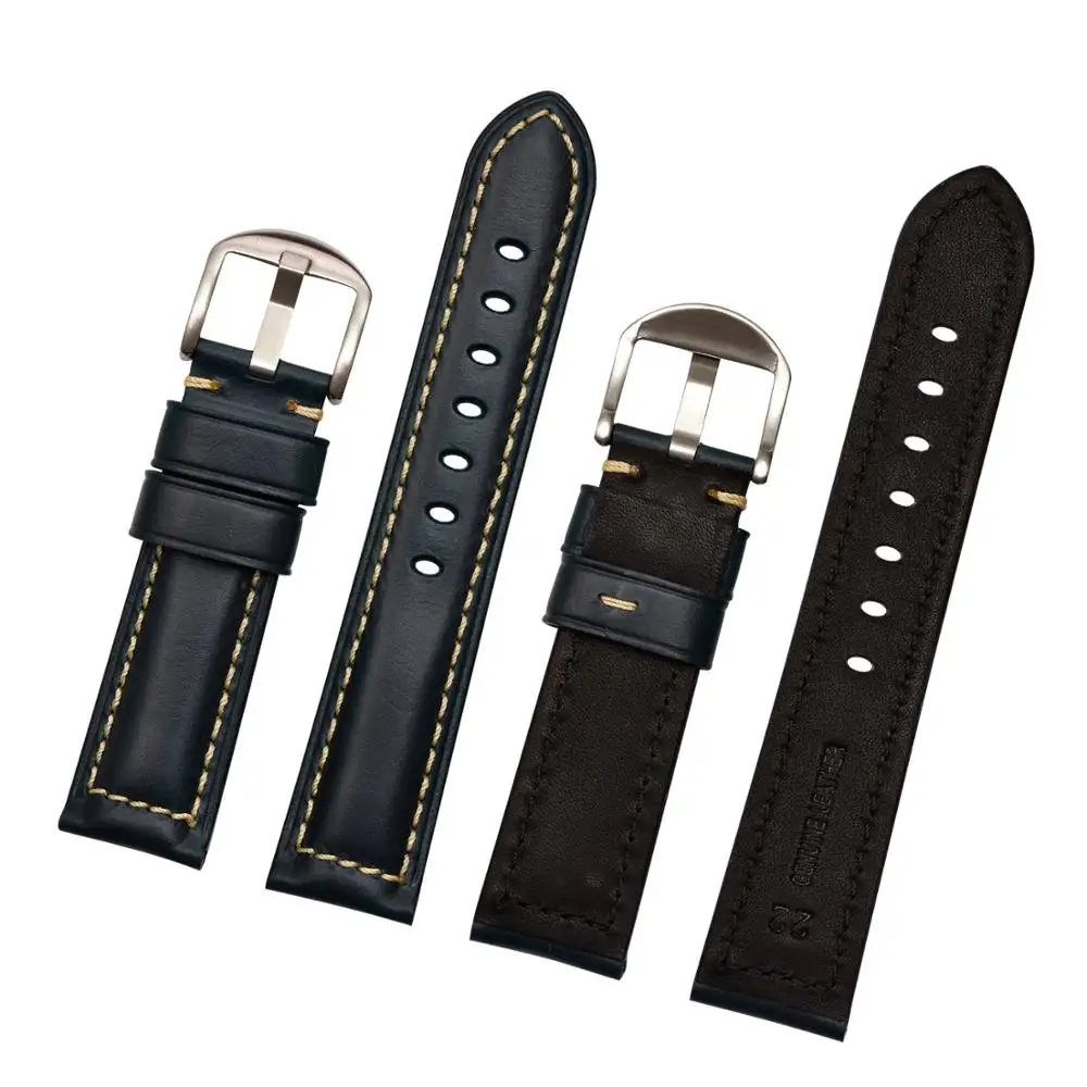 dark blue BEAFIRY кожаный ремешок для часов 19 мм 20 мм 21 мм 22 мм 23 мм 24 мм Ремешки для наручных часов коричневый для мужчин и женщин Wirstband - Цвет ремешка: dark blue