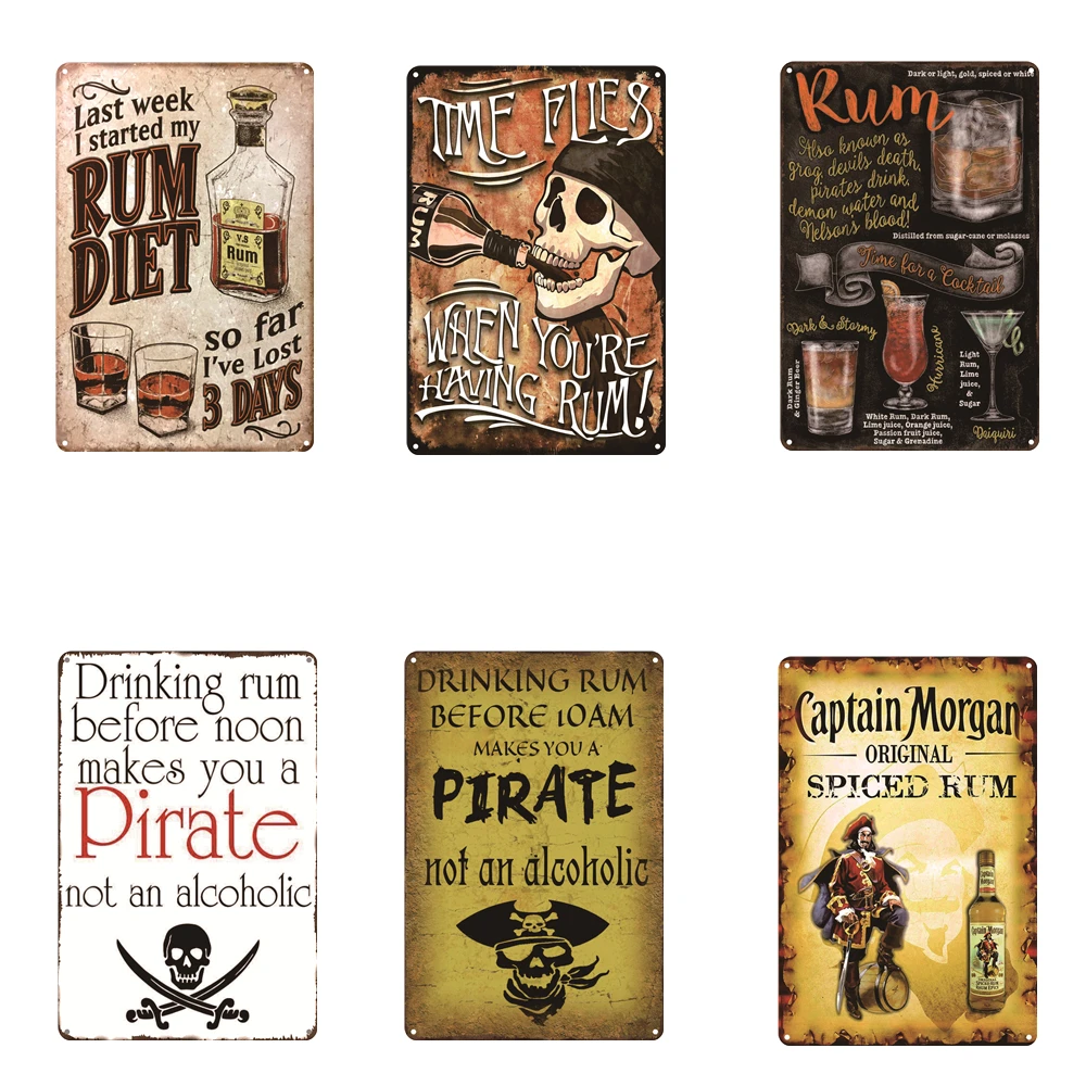Оловянные знаки виски Rhum настенный плакат декоративные ретро настенные наклейки