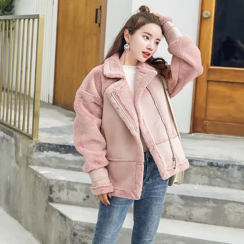 Новая Корейская версия свободной стеганой куртки Женская куртка - Цвет: Розовый