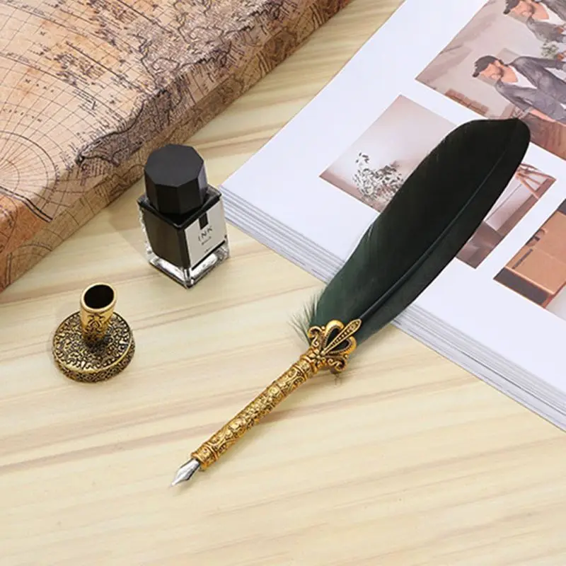Vintage Calligraphy Quill Feather Dip Pen Holder Writing Ink Nibs Stationery Art Dropshipping | Канцтовары для офиса и дома