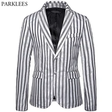 Модный Полосатый Блейзер на двух пуговицах, мужской пиджак, классические блейзеры, мужские костюмы, вечерние повседневные куртки, пальто, мужской костюм, Homme