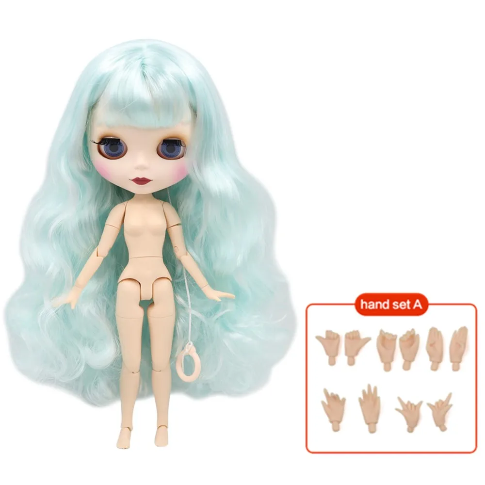 ICY 1/6 Blyth Кукла № 6909 зеленые волосы с белой кожей Обнаженная кукла, индивидуальные матовые лица сустава тела - Цвет: hand set A