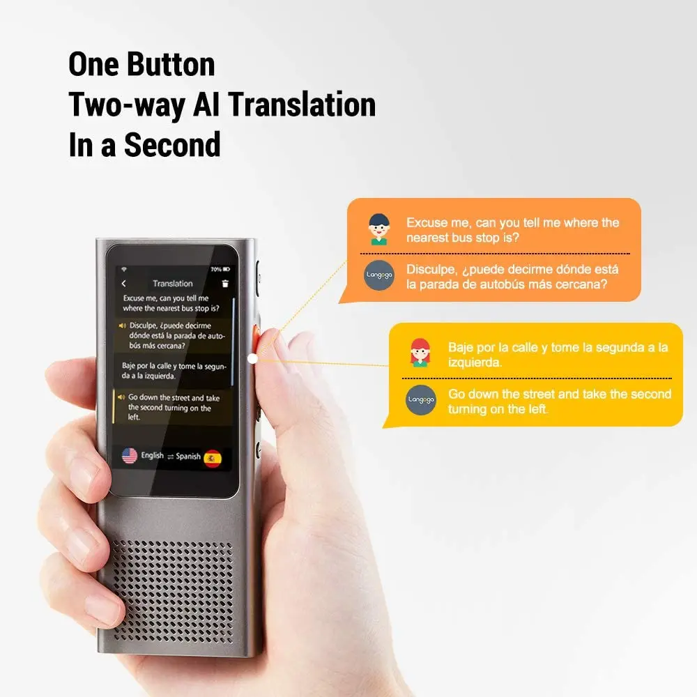Langogo Minutes Digital Voice Recorder Translator Dictation Machine with Speech-to-Text Transcription, 100+ Languages - ANKUX Tech Co., Ltd