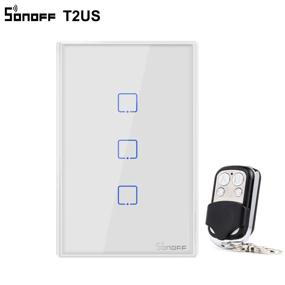 Sonoff T2 1 2 3 банда умный WiFi сенсорный переключатель панель США WiFi RF/APP/Touch управление настенный светильник переключатель умный дом работает с Alexa