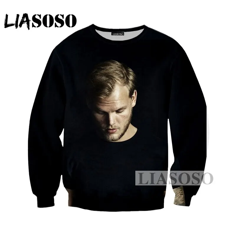 Avicii Толстовка LIASOSO Осень Новая мода для мужчин женщин 3D принт DJ певица с длинными рукавами унисекс Harajuku Хип Хоп пуловер A029-03