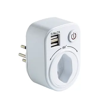 

5V 2.1A SWE Conversion Plug Dual USB Charging Ports 1 AC Socket 180C Rotating