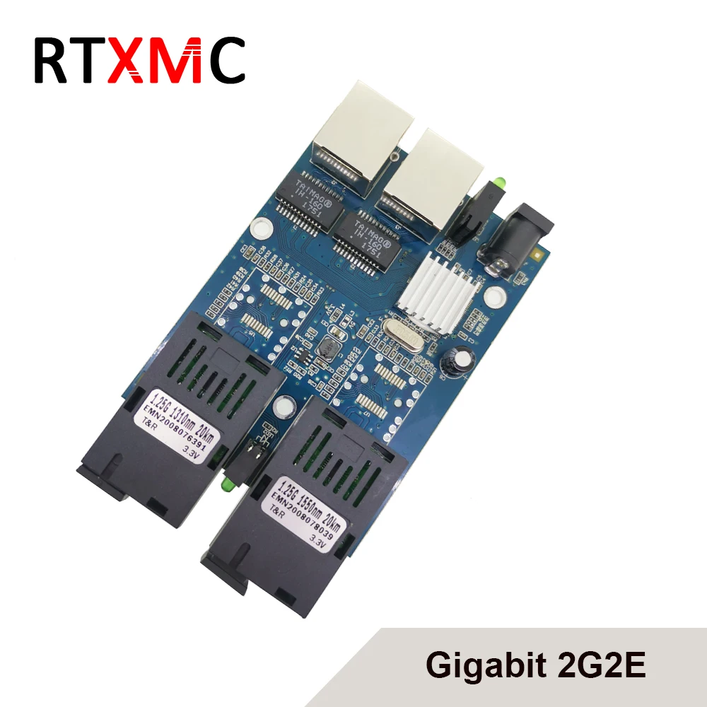 Волоконный коммутатор Ethernet 2G2E Gigabit 1000M 1 шт. волоконный 2RJ45 UTP 2 SC 25g гигабитный