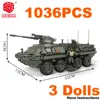 WW2 Military Stryker T-34/85 M4 M26 World War Heavy Medium Tank Armored Vehicle Model Building Blocks Army Action Figures Toy 1