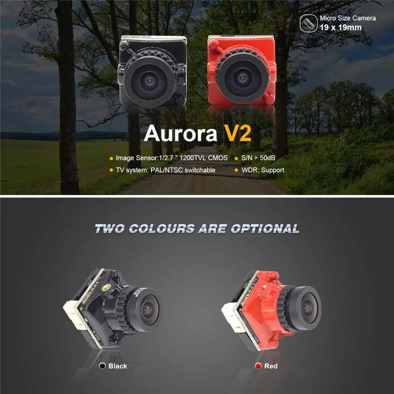 

HGLRC V2 1200TVL 2.1mm PAL/NTSC Switchable WDR Low Latency Support OSD FPV Camera for RC Racing Drone Parts Accessories