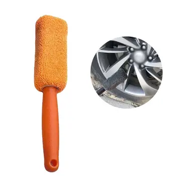 

Portable Microfiber Wheel Tire Rim Brush with Plastic Handle Detailing Washing Tool for Car Clean