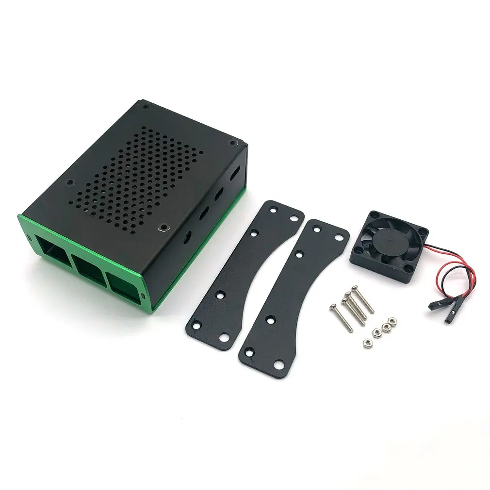 Для Raspberry Pi 4B алюминиевый корпус зеленый металлический корпус коробка с вентилятором зеленый корпус для RPI 4 Модель B RPI 4B чехол