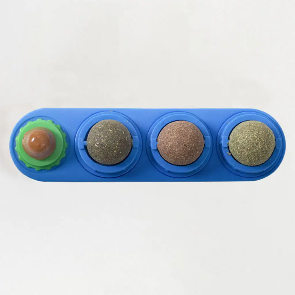 4x Catnip Balls Rotatable Safe Detachable Edible Interactive for Teeth Grinding Kitten Chew Toys Cat Wall Treats dog chew toys Toys