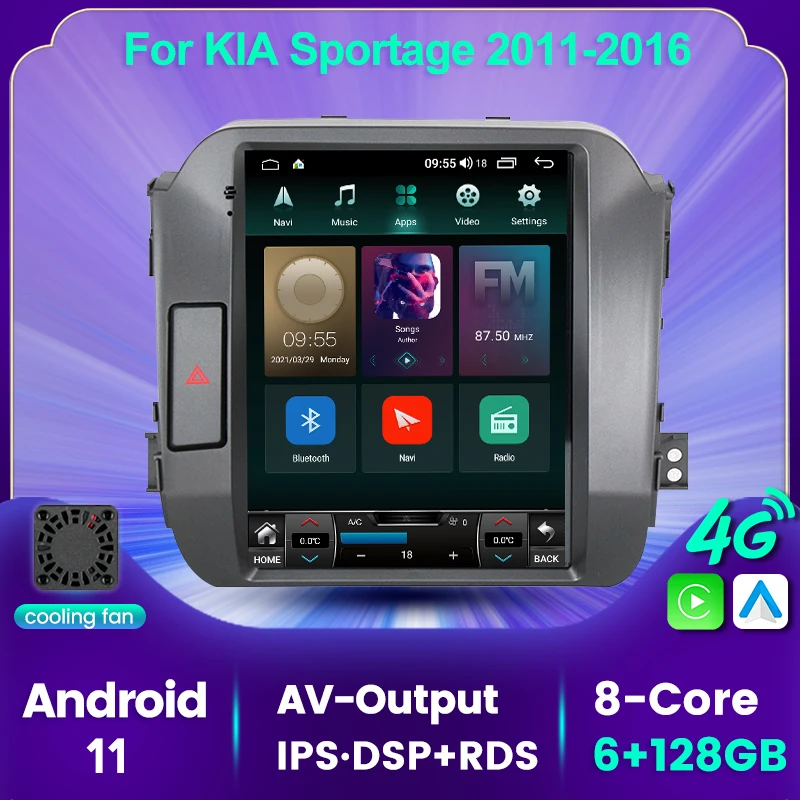 Автомобильный мультимедийный плеер экран 9 7 дюйма Android 11 6 грамм 128GROM Tesla GPS радио и
