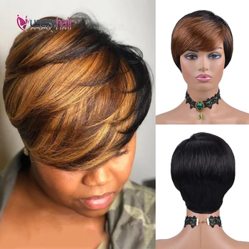 

Ombre Human Hair Wig Short Straight Wigs For Women Pixie Cut 100% Brazilian Remy Wigs Human Hair Usexy Short Bob Straight Wig