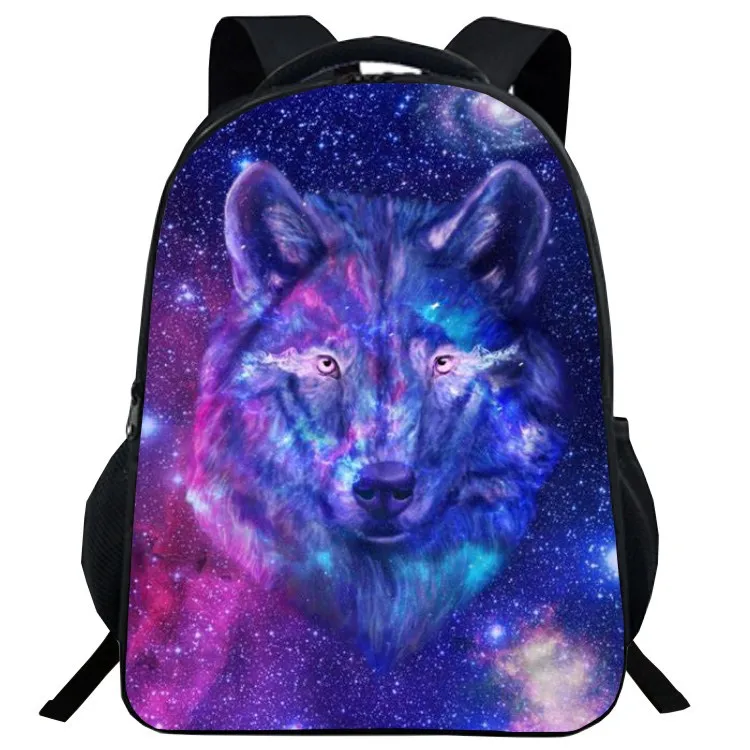 

Animal Wolf Printed School Bag Cartoon Backpack Male STUDENT'S Youth Backpack