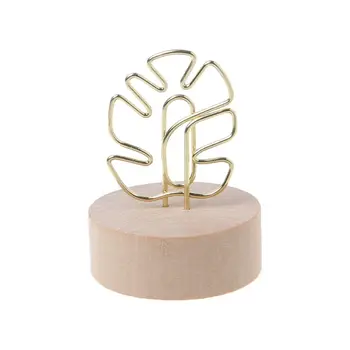 

Memo Card Photo Message Picture Clip Note Clamp Table Numbers Round Wooden Base Holder For Wedding Party 53CC