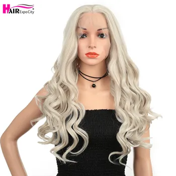 

26inch Long Wavy Wig Synthetic Lace Front Wig Heat Resistant Fiber Glueless 613 Cosplay Wig Lace Wigs For Women Hair Expo City