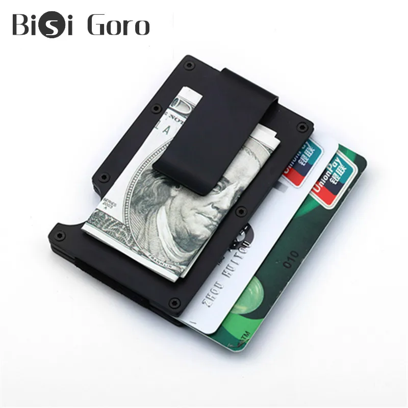 Bisi Goro тонкий мужской кошелек, сумка для денег, мини мужской кошелек, Rfid алюминиевый кредитный держатель для карт, кошелек, Умный кошелек, тонкий кошелек, Новинка
