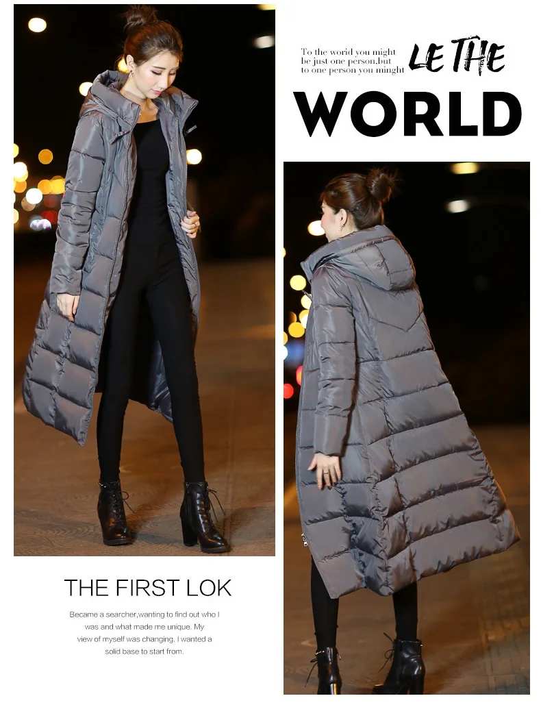 Winter New Style off Season Cotton-padded Jacket over-the-Knee Mid-length down Jacket Cotton-padded Clothes Thick Slim Fit