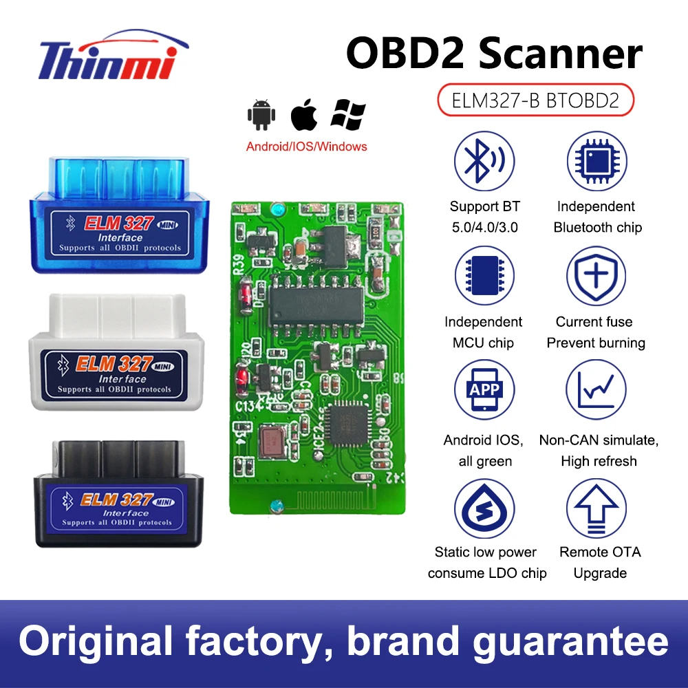 Thinmi OBD2 EOBD2 ELM327 V1.5 V2.1 кодов автомобиля детектор сканер Поддержка Android/iOS систем и
