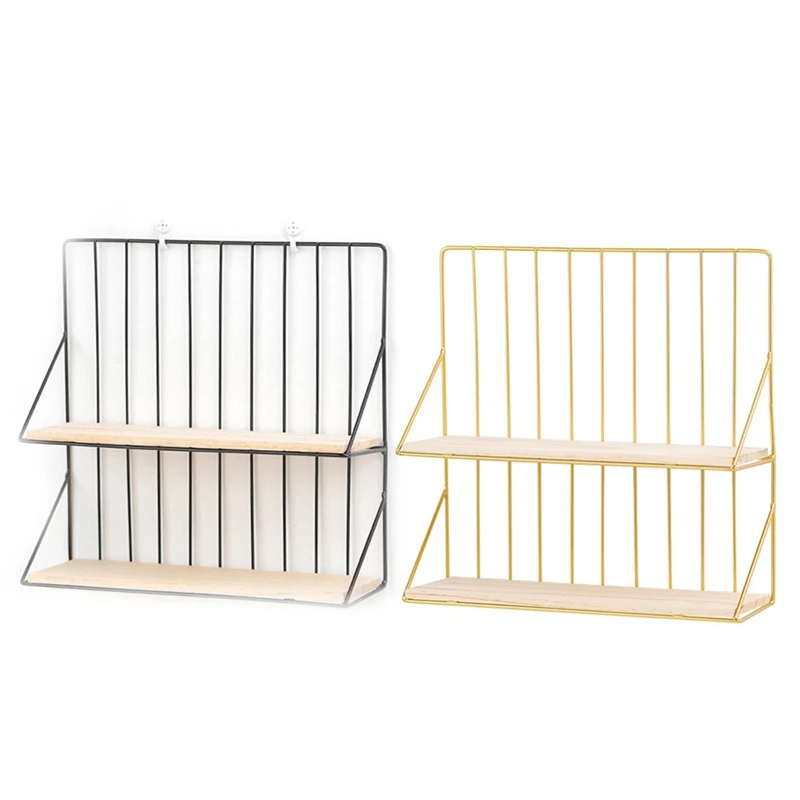 

Nordic Minimalist Ins Wind Iron Art Multifunctional Double-layer Partition Rack Creative Home Bathroom Wall Storage Rack