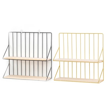 

Nordic Minimalist Ins Wind Iron Art Multifunctional Double-layer Partition Rack Creative Home Bathroom Wall Storage Rack