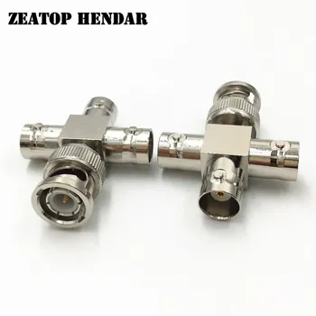 

50Pcs Brass 4 Way Q9 BNC Splitter Plug BNC 1 Male to 3 Female transform Jack T Type RF Coaxial Connector for CCTV Camera