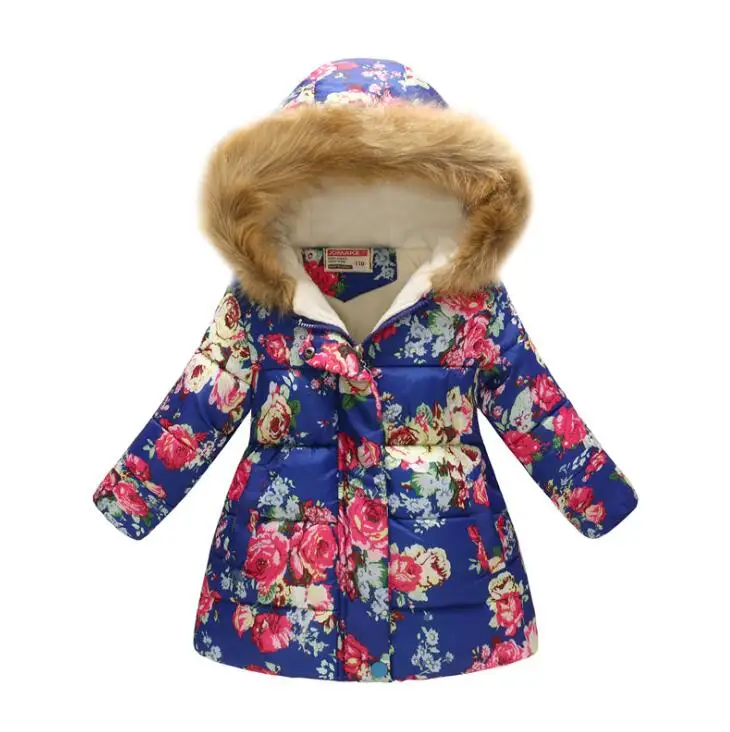 Winter Girl Coat Warm Baby Down Jacket Kids Fashion Printed Cotton Outerwear Children's Christmas Costume Dress For 3-10 Y Girls - Цвет: photo color