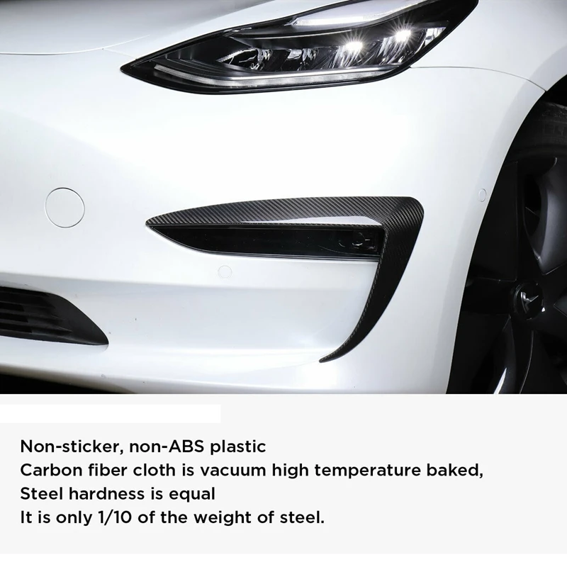 Автомобильный карбоновый бампер модификация для Tesla модель 3 Защита фар 2 шт