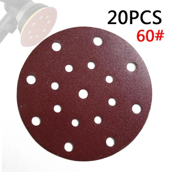 

20pcs Sandpaper Holes Round Flocking Hook Loop Discs Grit Wood Metal Polishing
