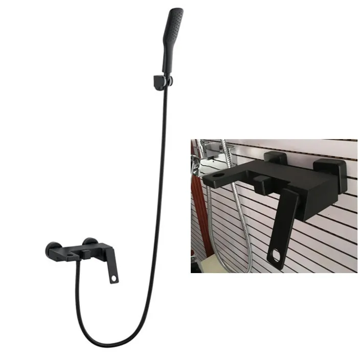 Black Brass Bathroom Shower Faucet Bath Faucet Mixer Tap With Hand Shower Head Set Wall Mounted Black Shower Set Bathroom BL890