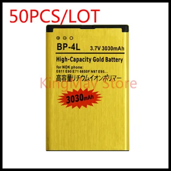 

50PCS/LOT High Capacity bateria BP-4L BP4L Golden phone Battery for NOKIA N97 E61i E63 E90 E95 E71 6650F N810 E72 BATTERY 4L