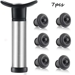 Premium Wine Preserver Pump with Airtight, Leak - Proof Seal and Durable Stainless Steel Construction (Steel 7 pcsbox)