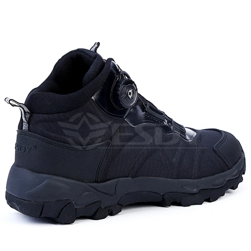  Men Casual Work Shoes Spring Automatic Buckle Waterproof Canvas Combat Ankle Boot Tactical Military