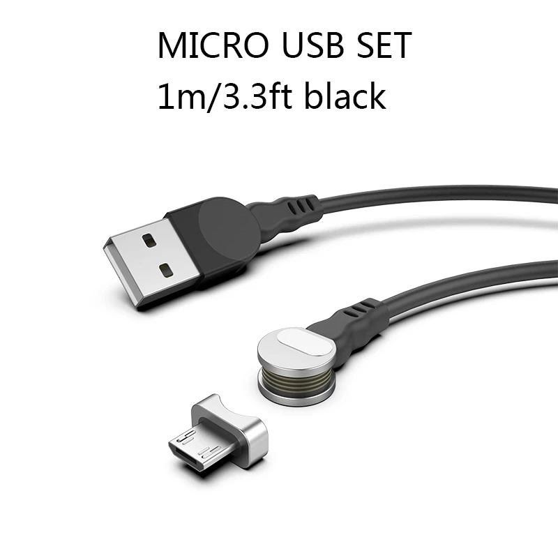 Micro USB Cable Магнитный usb-кабель для зарядного устройства с разъемом type-C, зарядный кабель для сотового телефона, 2 в 1, вращающийся кабель для iPhone XR, быстрая зарядка, Micro USB - Цвет: Micro USB Cable