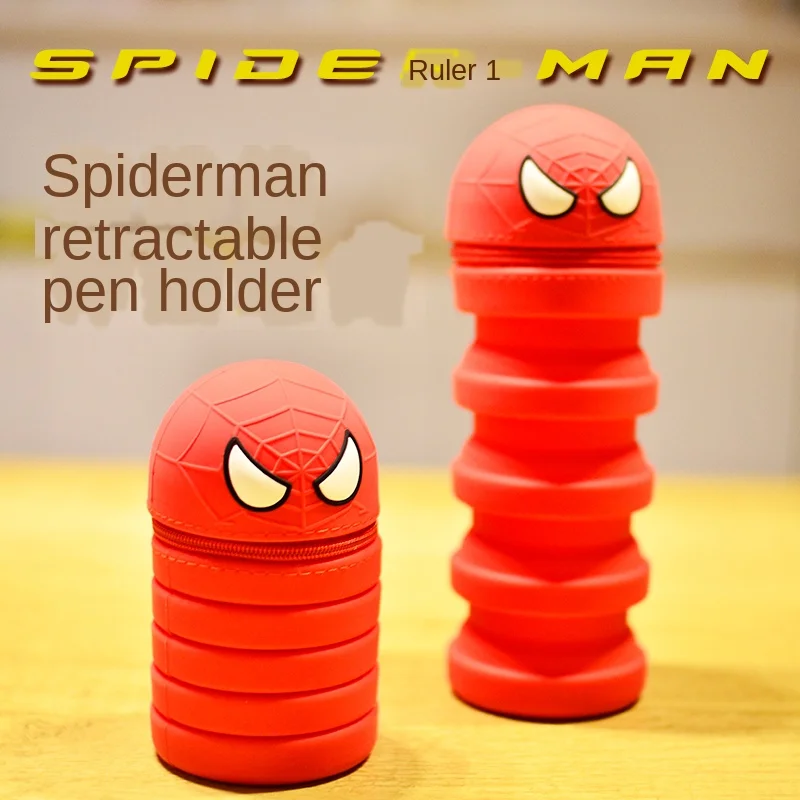 

Spider-Man Stationery Pencil Case Cartoon Silicone Pupils Super Kawaii Pencil Bags Large Capacity Pen Holder Kpop Stationery