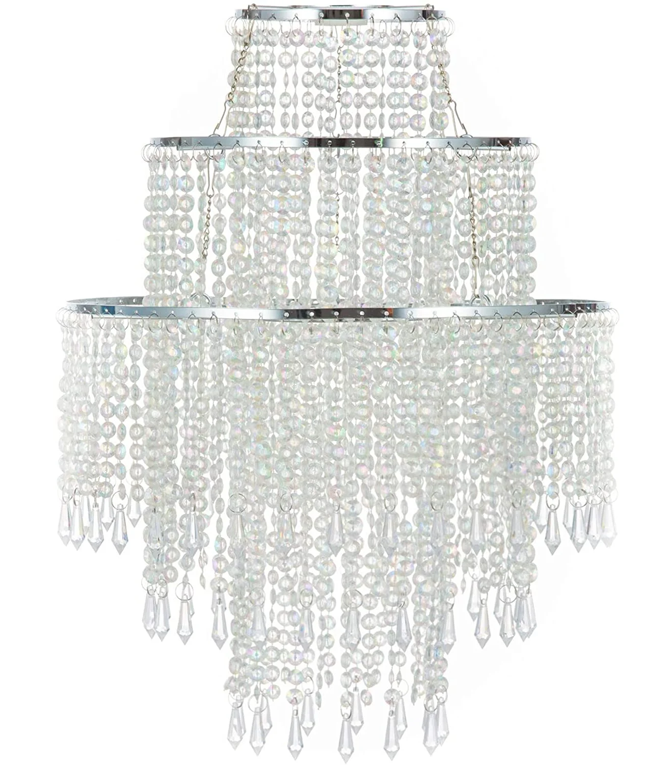 3 Tiers Acrylic Chandelier Shade Ceiling Light Shade Beaded Pendant Lampshade with Beads for Bedroom, Wedding (without Cord Kit) 2 pcs inverted triangle card table wedding signs for ceremony reserved tables interior decorations house acrylic memory